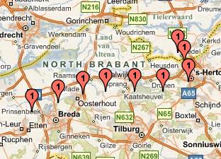 kaart met route van 1 voertuig