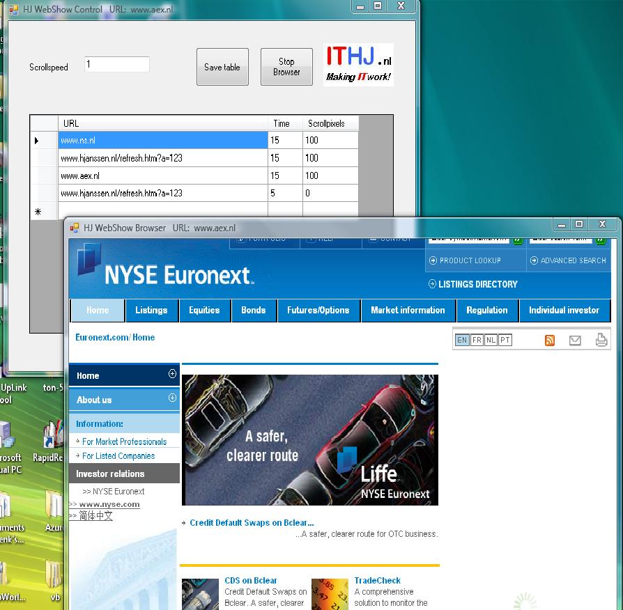 WebShow Browser en Controle scherm